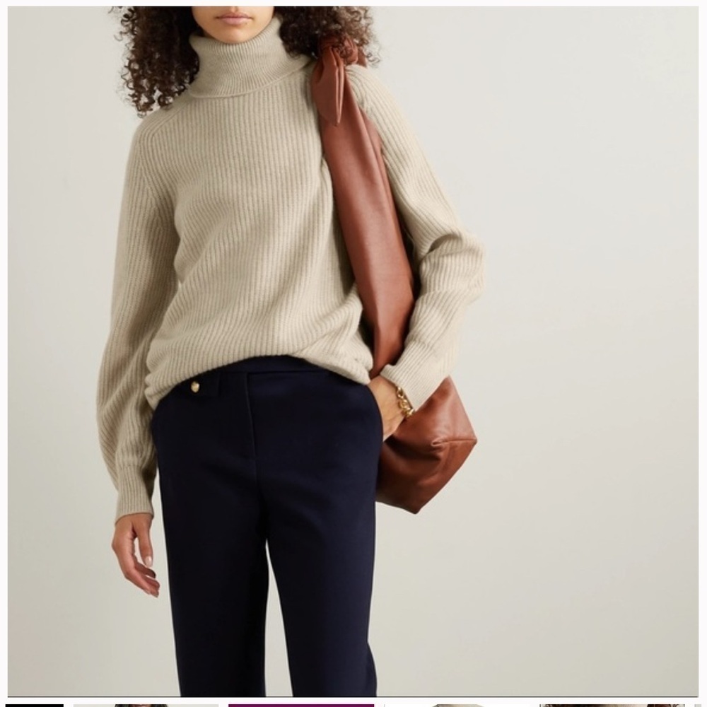 VERONICA BEARD Avia Oatmeal Cashmere Turtleneck Sweater SZ S